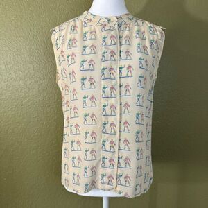 Chloe Size EU 38 The Human Life Sleeveless Tan Blouse Top Shirt Mock Neck Rare